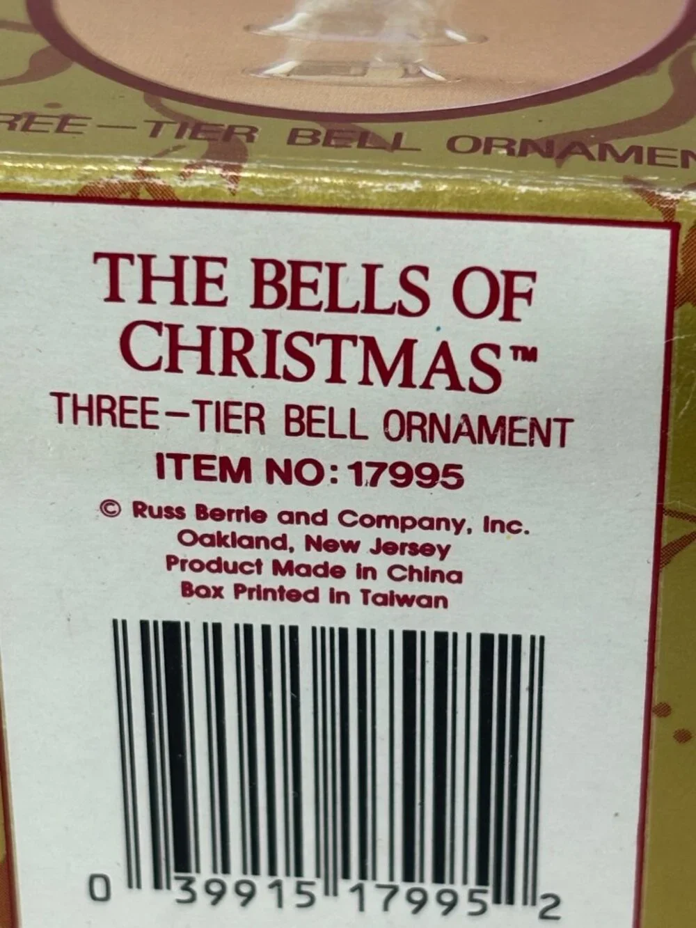 Russ Berrie The Bells Of Christmas Three-Tier Glass Bell Ornament With Glitter